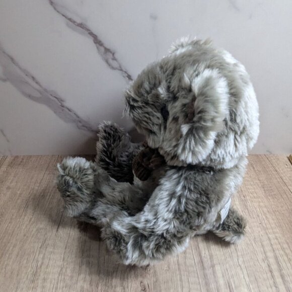 Vintage Walmart frosted Teddy Bear plush With Corduroy Bow sitting 9" gray - Picture 4 of 7